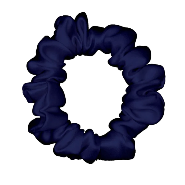 Sckrunchi 22-momme silk scrunchie in navy blue silk Scrunchy - gentle on hair
